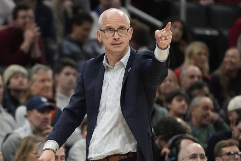 UConn head coach Dan Hurley during a Sweet 16 college basketball game.