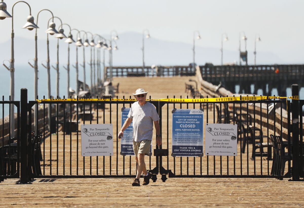 John Dodson, 69, takes a walk to the Ventura Pier on Wednesday.