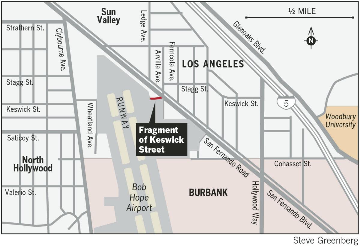 A section of Keswick Street that Bob Hope Airport officials bought in the late 1980s will finally no longer be a public street.