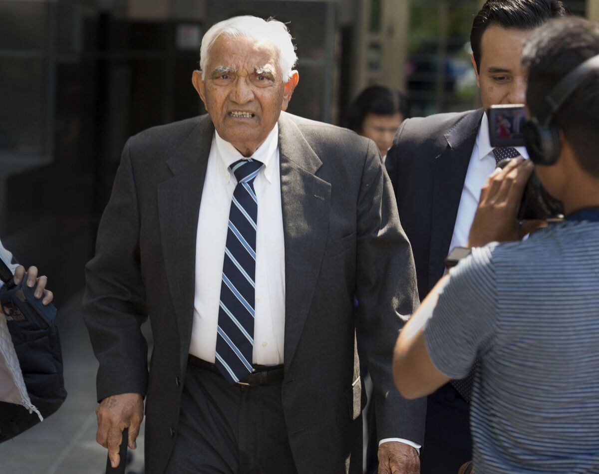 Babulal Bera, the father of Rep. Ami Bera, D-Elk Grove, leaves the federal courthouse on Tuesday, May 10, 2016, in Sacramento, Calif. He admitted to illegally arranging nearly $270,000 in campaign contributions to the 2010 and 2012 campaigns of his son Ami Bera.