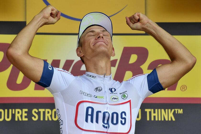 Marcel Kittel celebrates after winning Stage 12 of the Tour de France on Thursday.