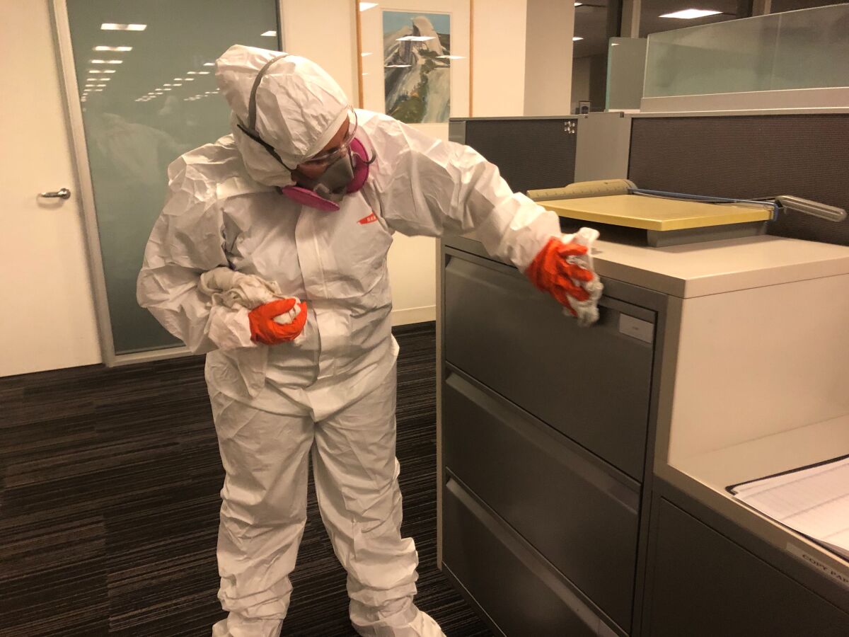Disinfecting a workplace