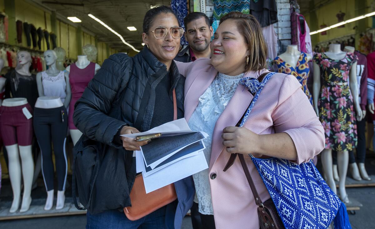 UCLA professor Kelly Lytle Hernandezwith new Los Angeles city council members Hugo Soto-Martinez and Eunisses Hernandez.