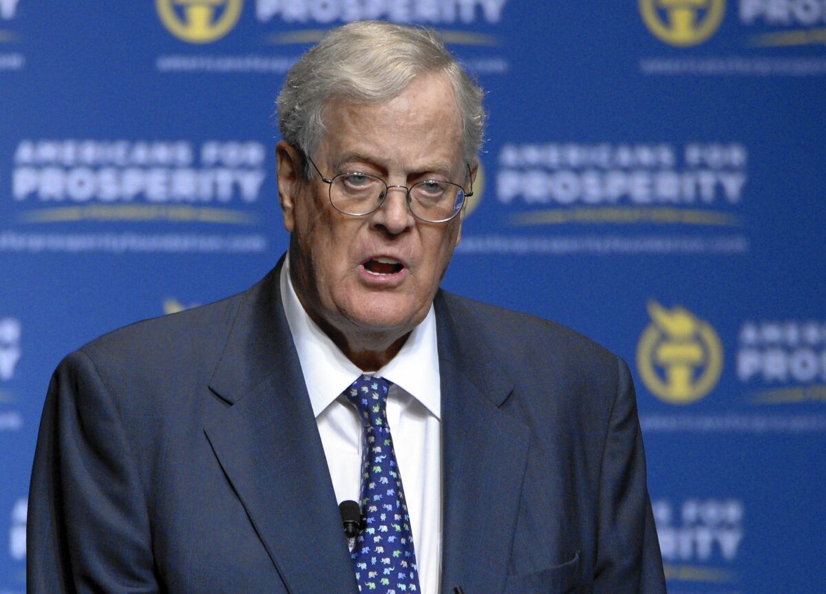 Billionaire conservative David Koch, his brother Charles and their allies support Cause of Action, a small nonprofit organization of lawyers.