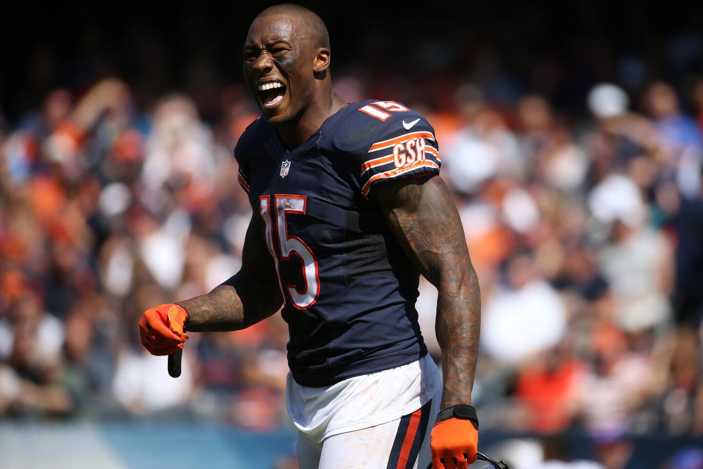 Brandon Marshall gestures after he was injured during the second half against the Bills on Sept. 7, 2014.
