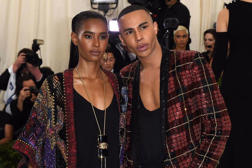 Olivier Rousteing (R) attends the Costume Institute Benefit on May 1, 2017 at the Metropolitan Museum of Art in New York. / AFP PHOTO / ANGELA WEISSANGELA WEISS/AFP/Getty Images ** OUTS - ELSENT, FPG, CM - OUTS * NM, PH, VA if sourced by CT, LA or MoD **