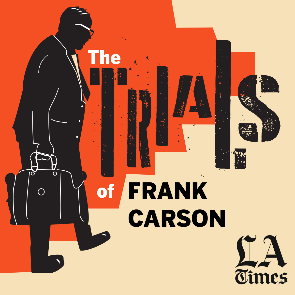An illustration of Frank Carson walking and carrying a briefcase.