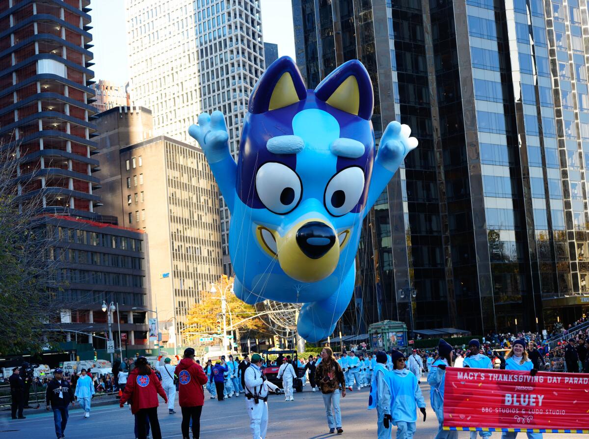 The Bluey balloon at the Macy's Thanksgiving Day Parade on November 24, 2022 in New York City. 