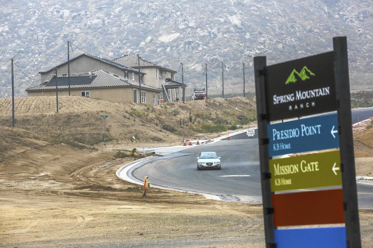 Spring Mountain Ranch, a 1,400-home development in Riverside County, represents a big bet by developer IStar Financial that the housing market in this epicenter of the foreclosure crisis has healed significantly.