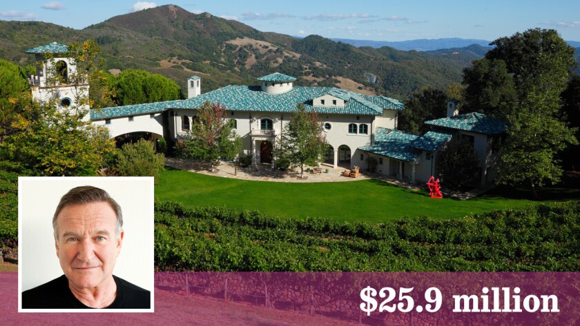 The Napa estate of the late Robin Williams is back on the market at $25.9 million.