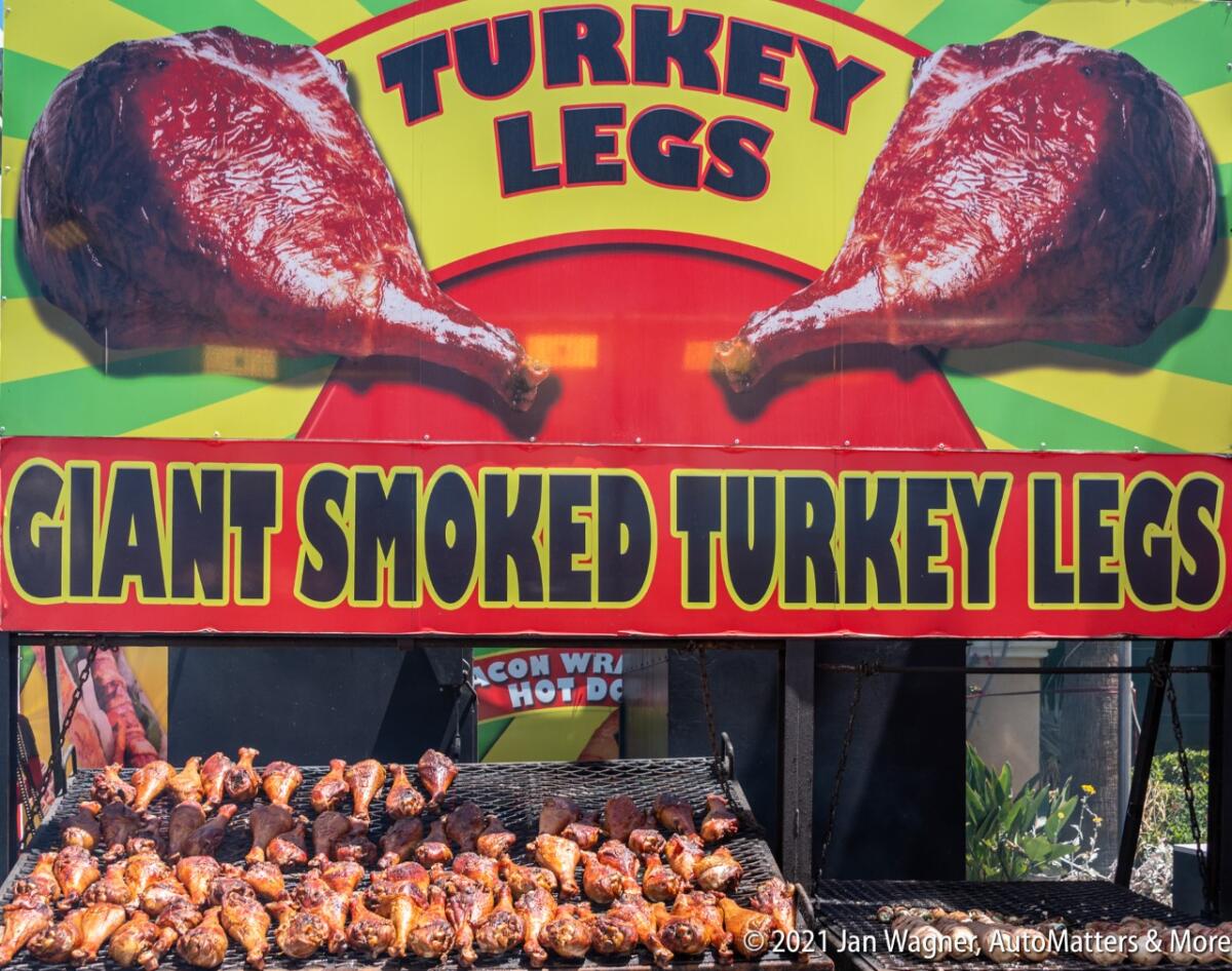 Popular food at the fair includes turkey legs.