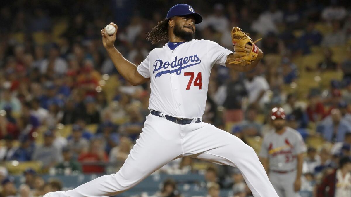 Dodgers closer Kenley Jansen delivers a pitch against the Cardinals in the ninth inning.