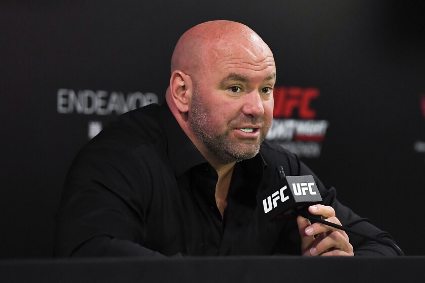 UFC President Dana White at an Aug. 31, 2019, news conference in Shenzhen, China. 