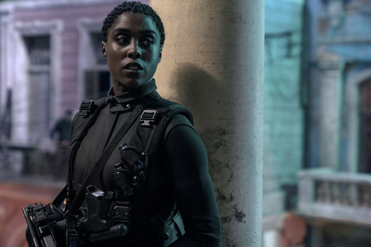 Nomi (Lashana Lynch) is ready for action in Cuba in the latest James Bond adventure, "No Time to Die."