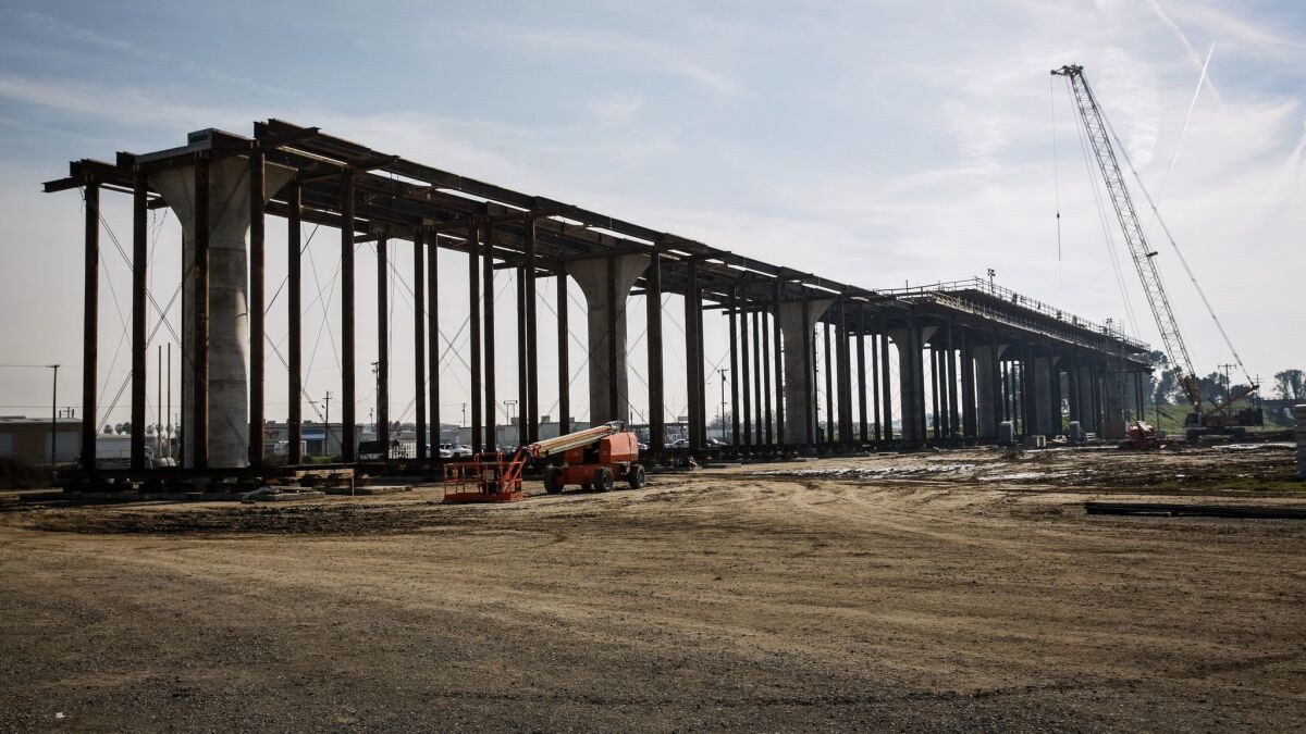 Construction on the high speed rail project in Fresno County.