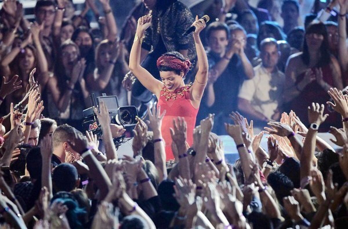 Rihanna performs at the MTV Video Music Awards.