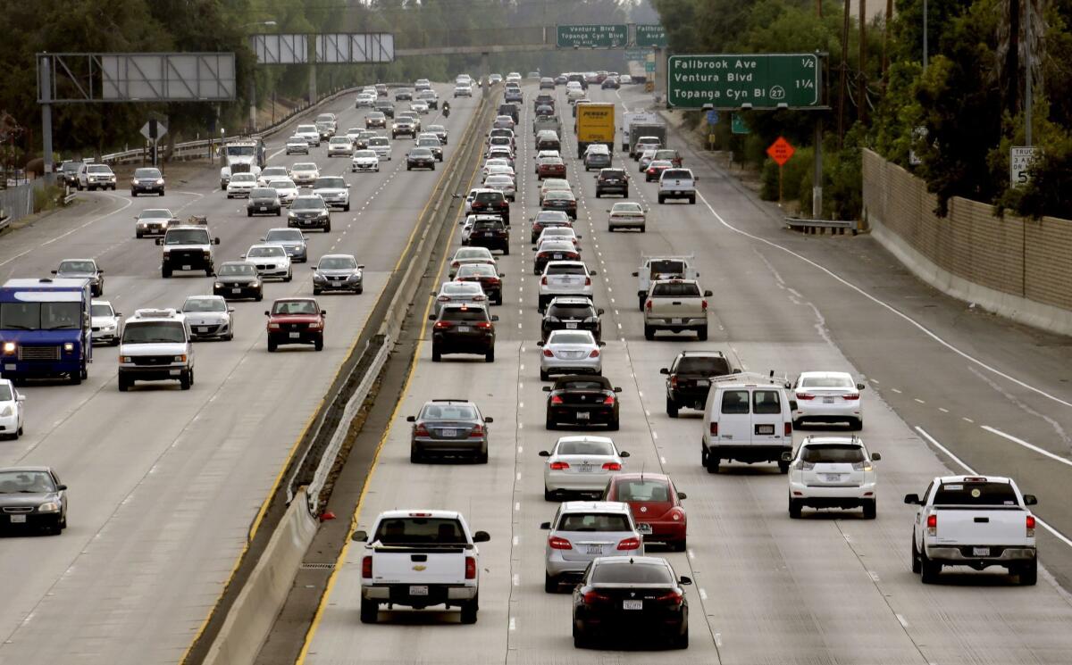 Traffic on the 101 Freeway in Woodland Hills.