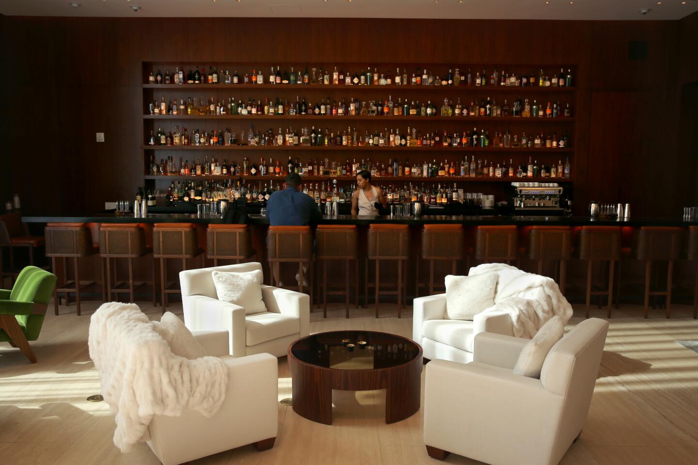 The lobby lounge at the new Edition hotel in West Hollywood, Calif.