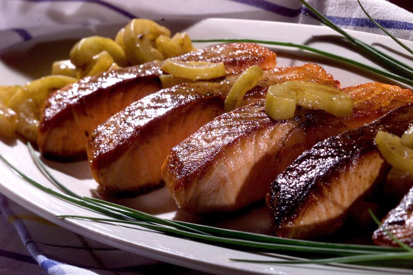 Recipe: Seared salmon with cucumbers and brown butter