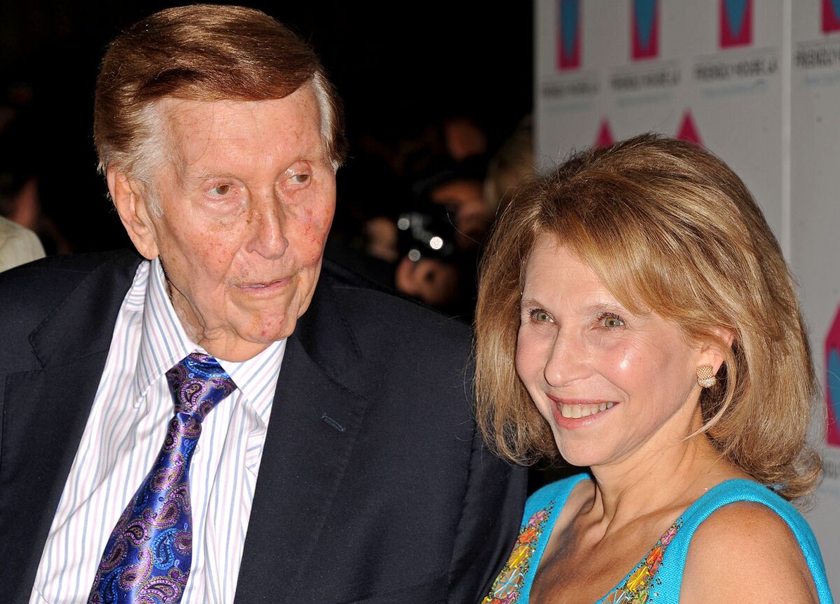 Sumner Redstone and daughter Shari Redstone are seen in Beverly Hills in 2012.
