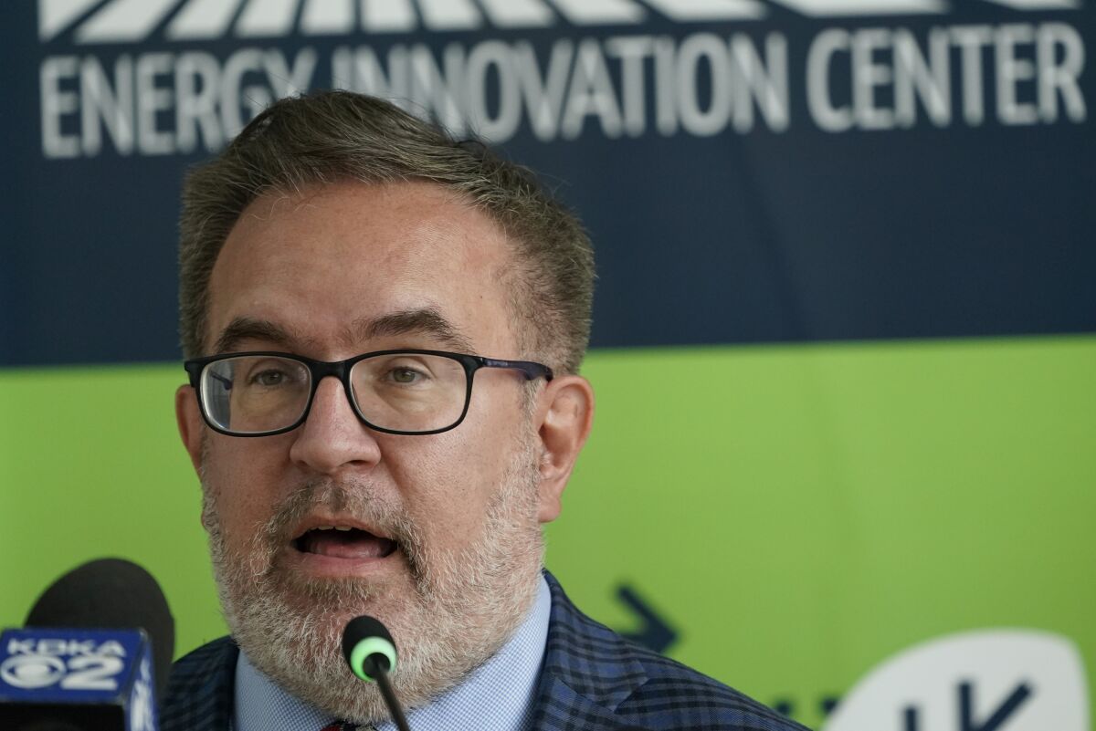 FILE - In this Aug. 13, 2020, file photo, Andrew Wheeler, administrator of the Environmental Protection Agency, speaks about the rollback of the 2016 methane emissions rules to undo Obama-era rules designed to limit greenhouse gas emissions from oil and gas fields and pipelines at the Energy Innovation Center in Pittsburgh. Wheeler says a second Trump administration term would bring more focus on pollution cleanups and less on climate change. Wheeler defended the administration's environmental record Sept. 3, 2020, in a speech commemorating the 50th anniversary of the EPA's founding. (AP Photo/Keith Srakocic, File)