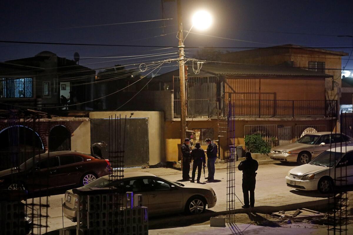 Tijuana municipal police investigate a homicide.