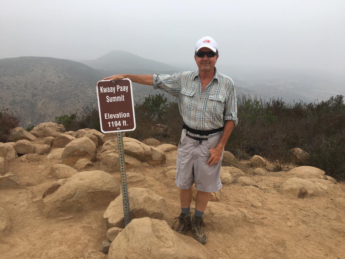 Allen Hunter II, 72 at the time, climbed all five summits in Mission Trails Regional Park to complete "5-Peak Challenge."