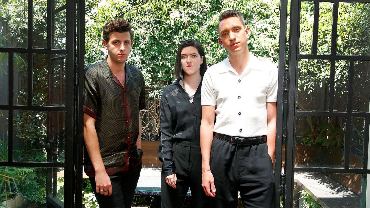 The xx's Jamie Smith, from left, Romy Madley Croft and Oliver Sim in Los Angeles.