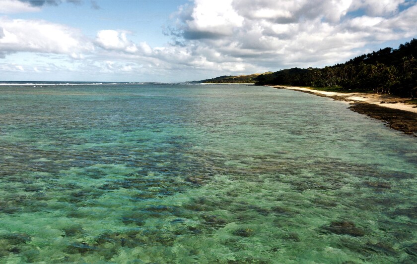 An aerial view of the Fiji's Coral Coast.