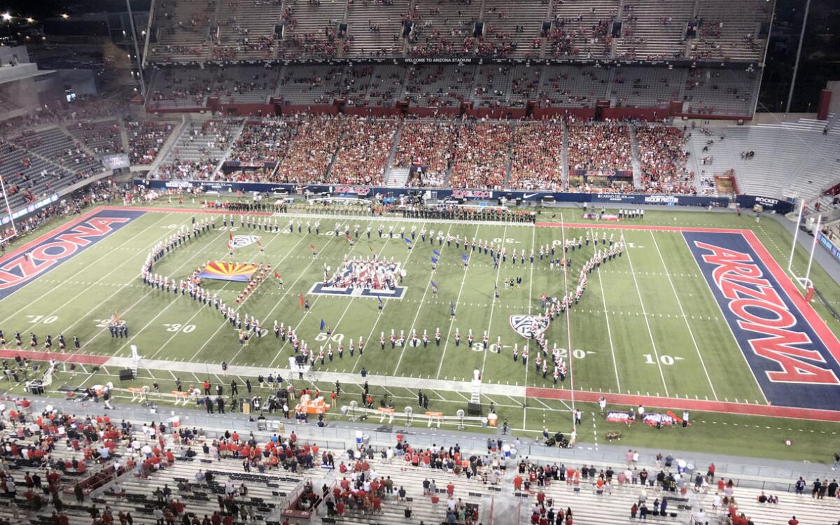 During pregame ceremonies at Arizona Stadium, a moment of silence was observed on the 20th anniversary of the 9/11 attacks.