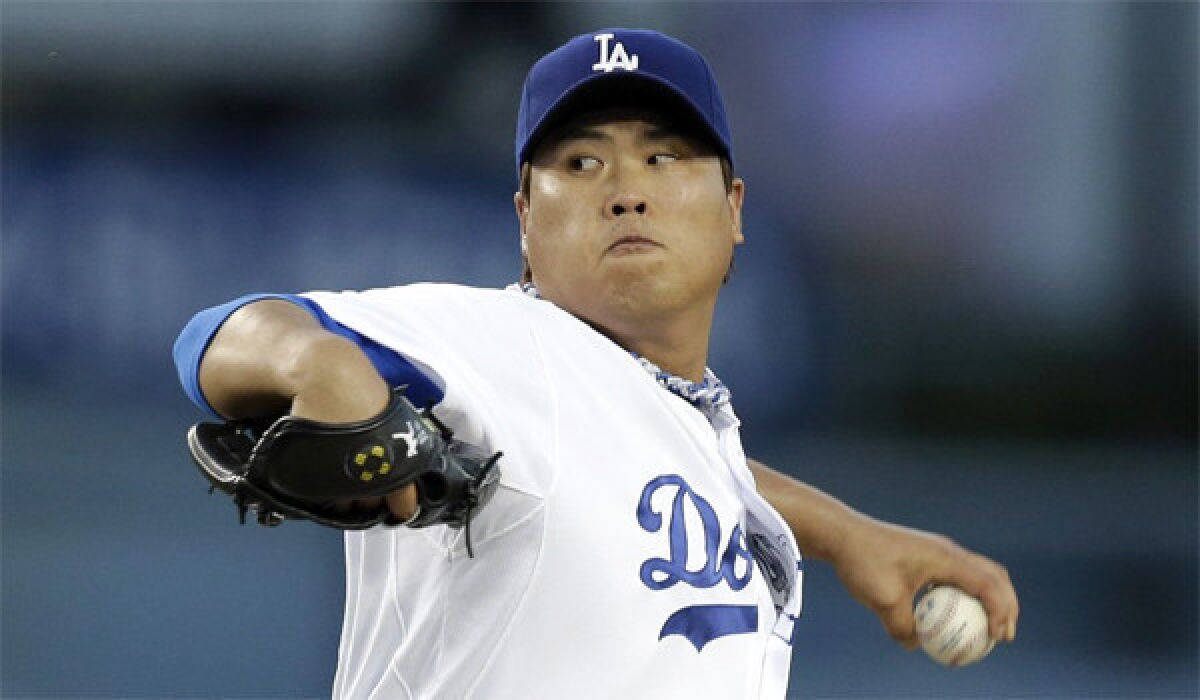 Dodgers left-hander Hyun-Jin Ryu will miss his next scheduled start against the Cincinnati Reds on Friday because of stiffness in the middle of his back.