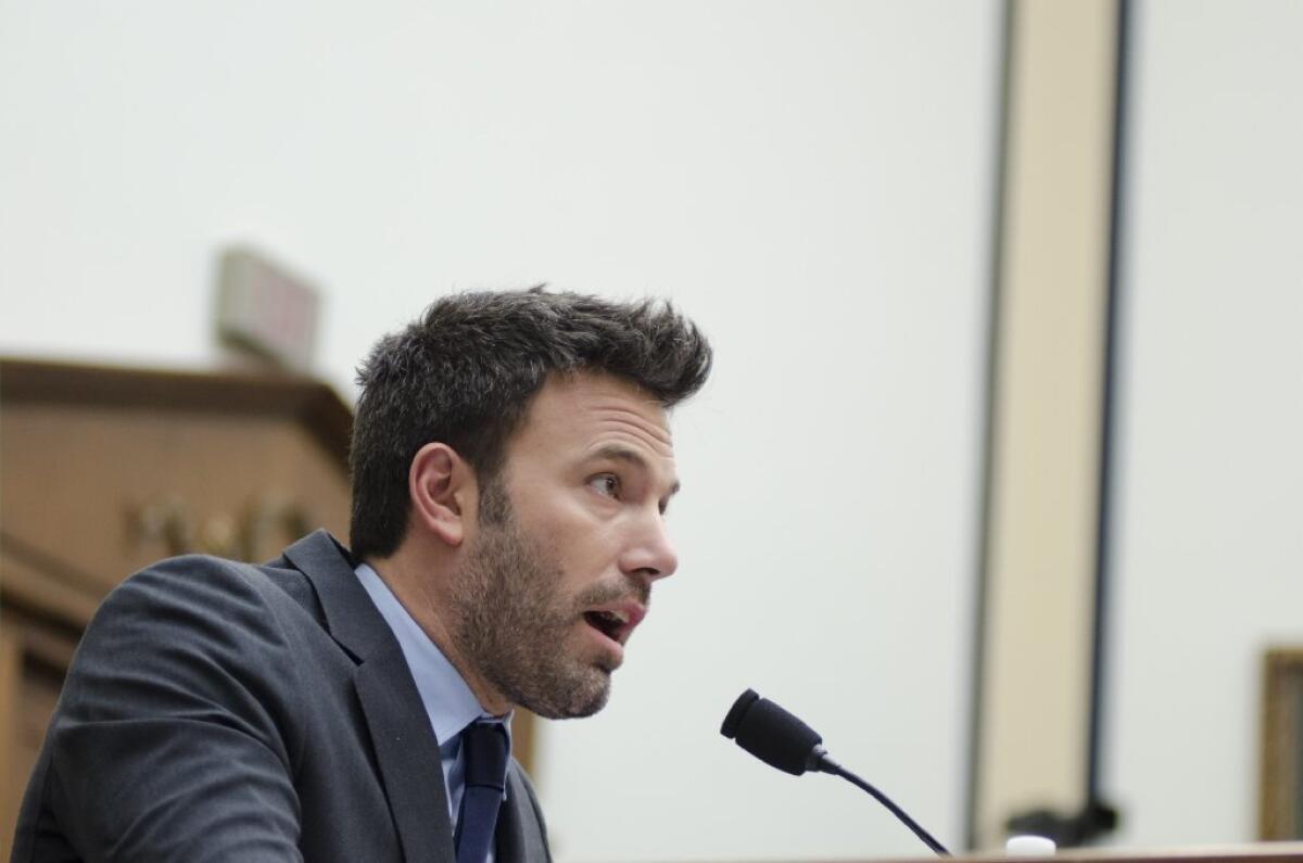 Ben Affleck testifying Wednesday before the House Armed Services Committee hearing on the Democratic Republic of the Congo.