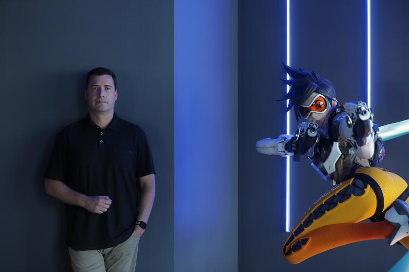 IRVINE-CA-JUNE 23, 2022: Mike Ybarra, chief of video game studio Blizzard Entertainment, is photographed at the company's headquarters in Irvine. (Christina House / Los Angeles Times)