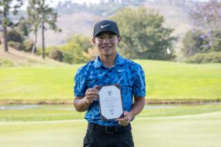 Jaden Soong celebrates after winning the Southern California Golf Assn. Amateur Championship.