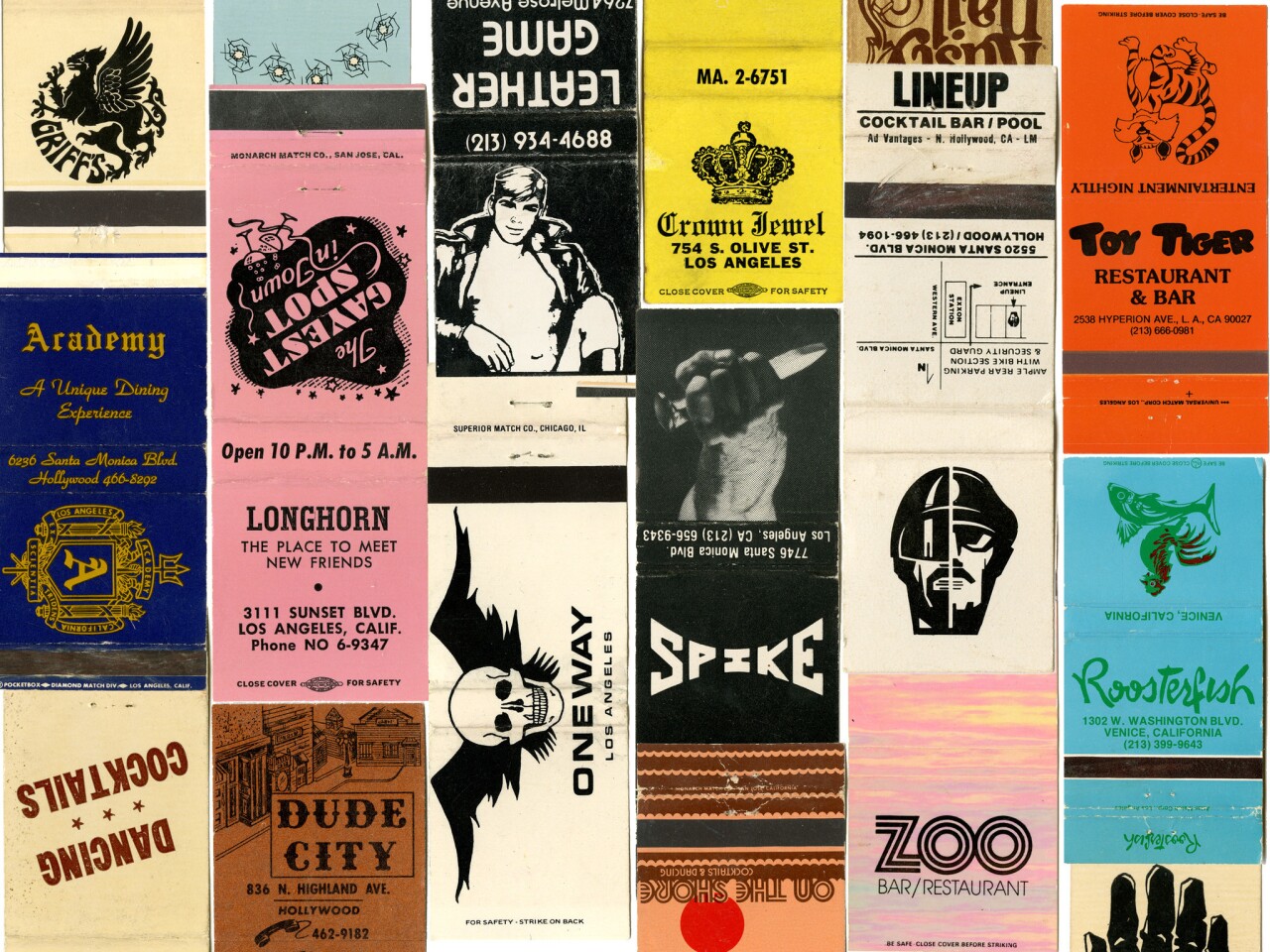 Exhibition of gay bar matchbooks.