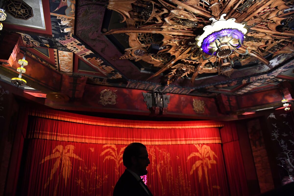 Levi Tinker, general manager at TCL Chinese Theatre Imax. (Christina House / For The Times)