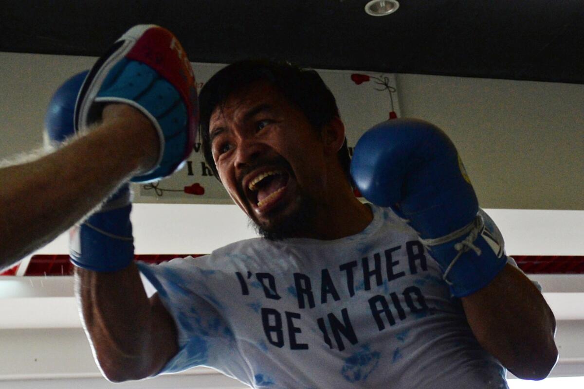 Manny Pacquiao trains at a gym in General Santos, Philippines, on Feb. 15.