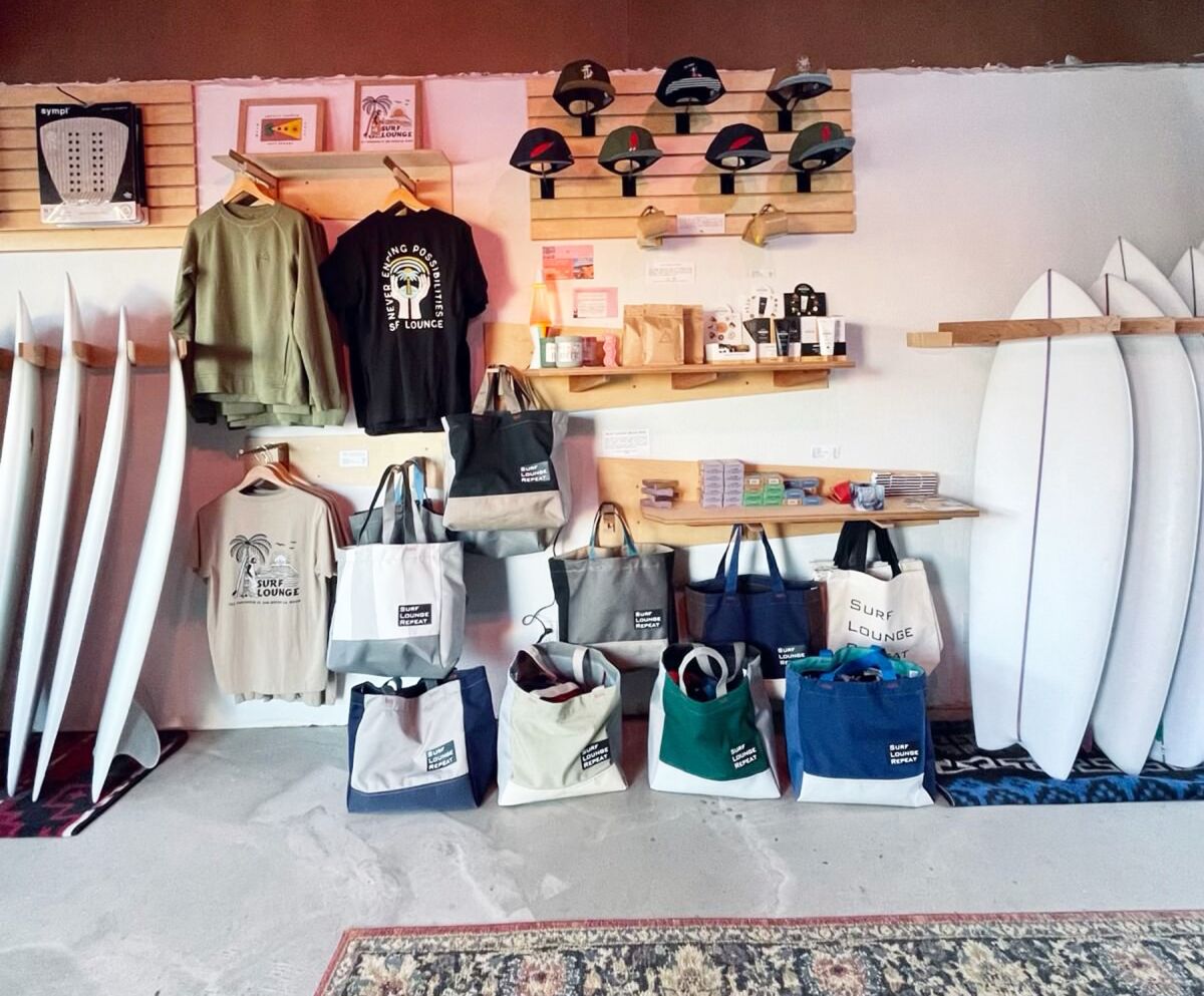 A wide assortment of surfing equipment and apparel is available at Surf Lounge.