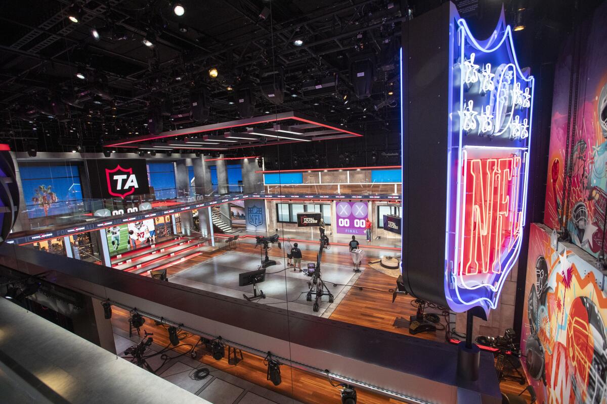 A view of the main stage at the new media headquarters of the National Football League in Inglewood.