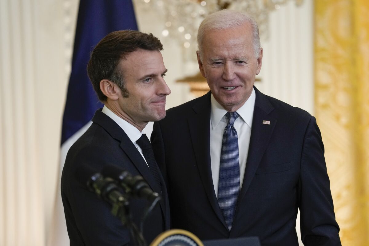 Ceremonial U.S. military units ready before President Joe Biden welcomes French President Emmanuel Macron on Thursday.