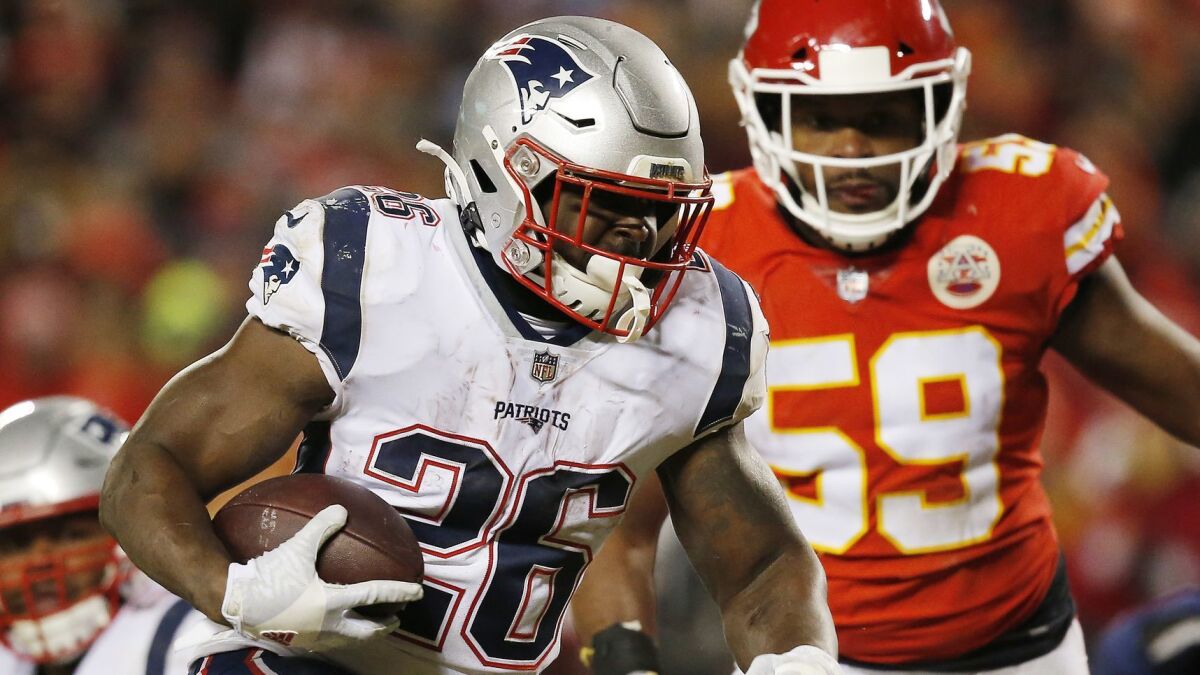Patriots rookie Sony Michel has rushed for 242 yards in two games this postseason.