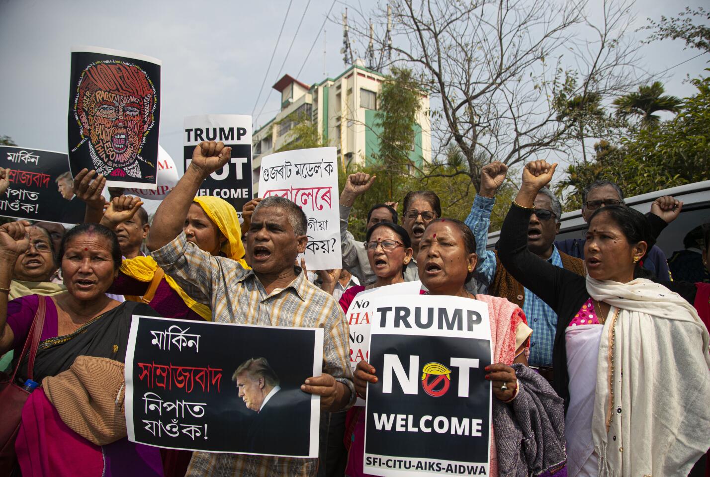 Activists in Guwahati protest Trump's visit.