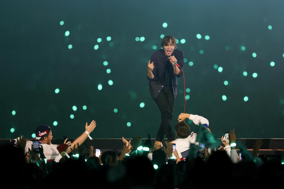 Phoenix performs during the closing ceremony of the 2024 Paris Olympics at Stade de France on Sunday.