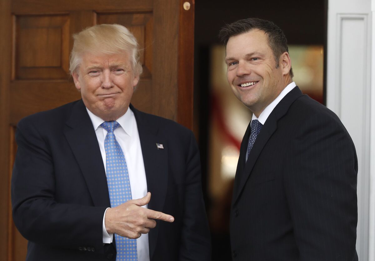 President Trump and Kris Kobach in 2016