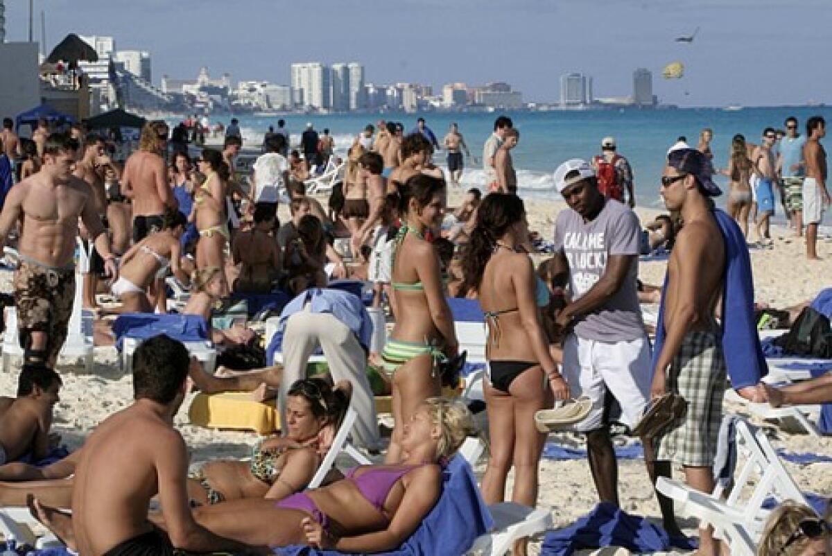 The Caribbean resort of Cancun is a mecca for spring-break vacationers. Unlike some other parts of Mexico, it hasnt figured in a State Department travel warning on drug violence.