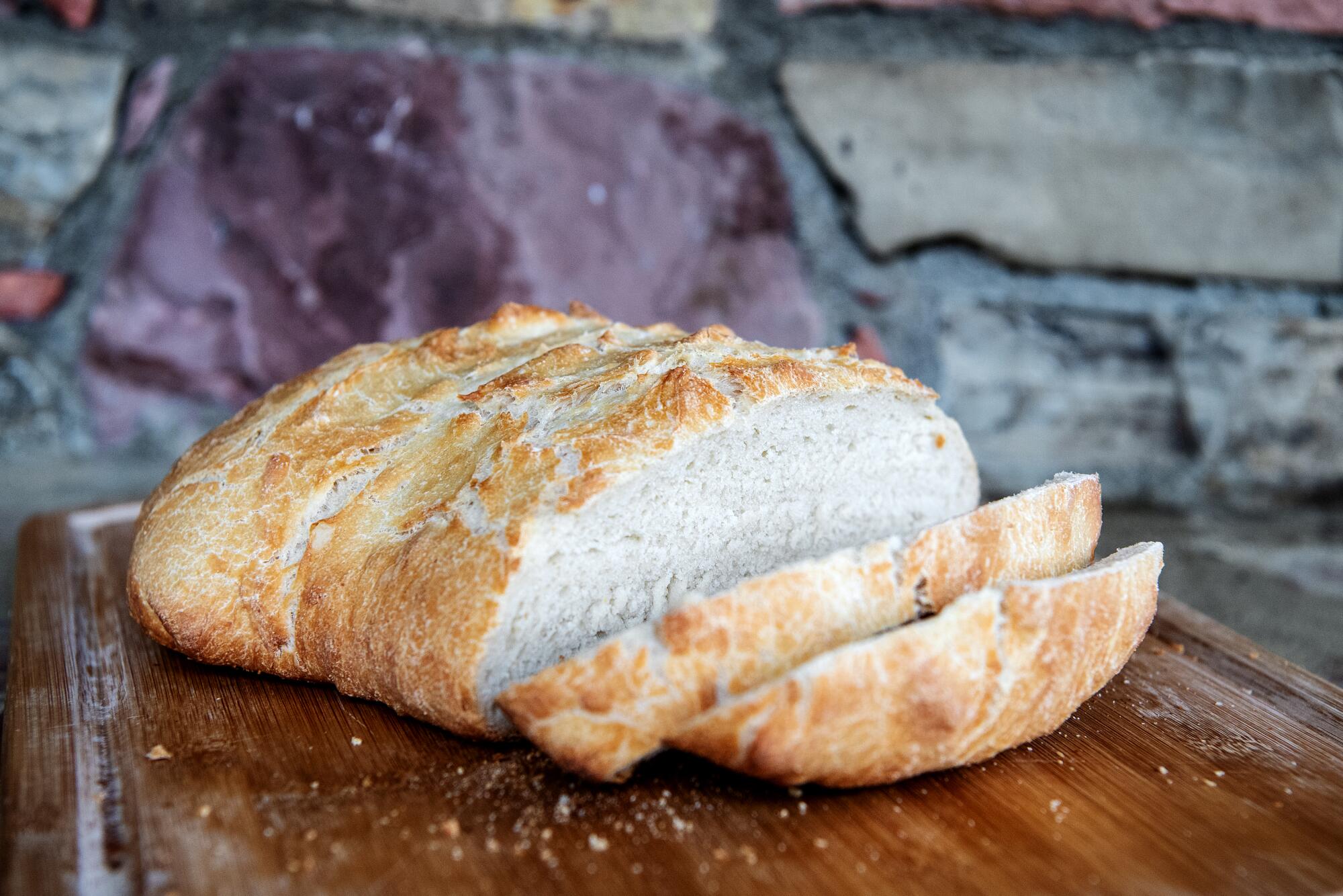 A loaf of artisan bread baked by Sharon Lieblein at her home.