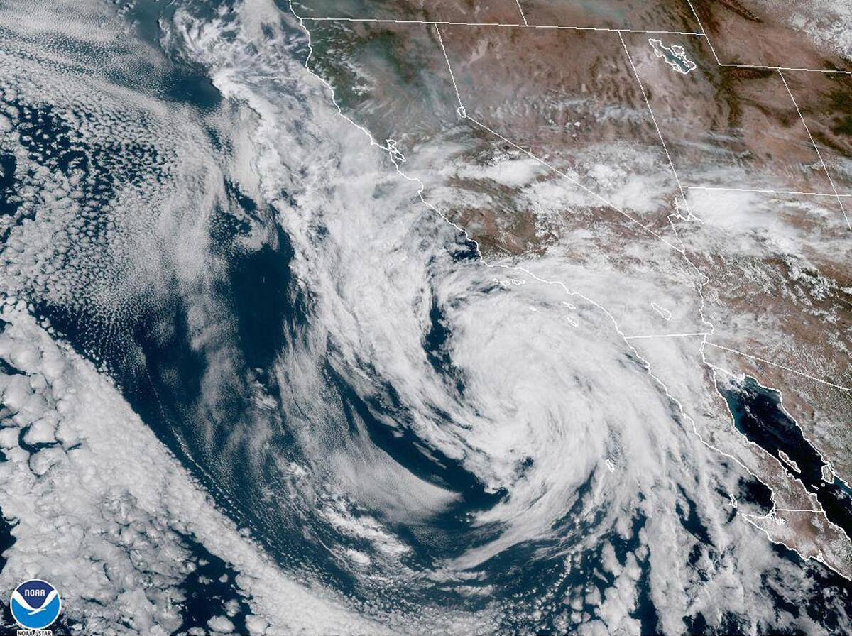 NOAA satellite photo of Tropical Storm Kay over Southern California