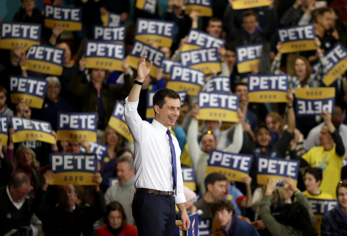 Pete Buttigieg campaigns in New Hampshire.