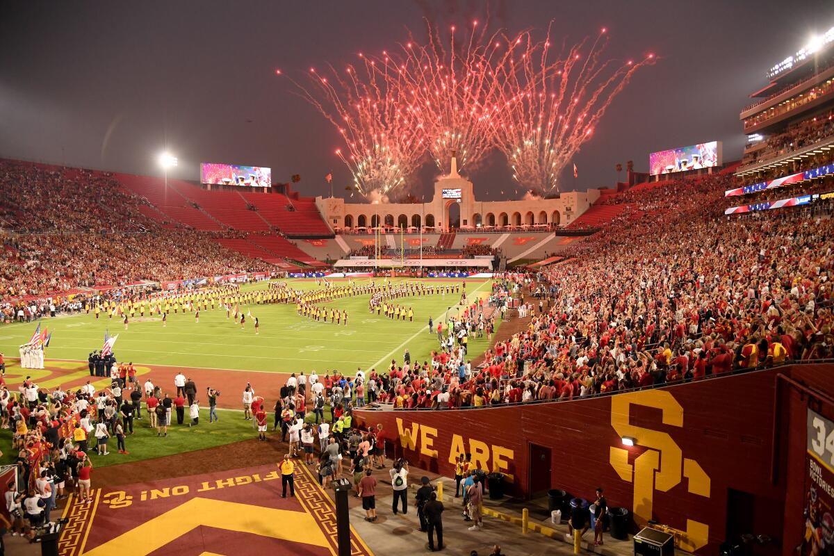 A view of the Coliseum field before the game between Fresno State and the USC on Aug. 31, 2019.