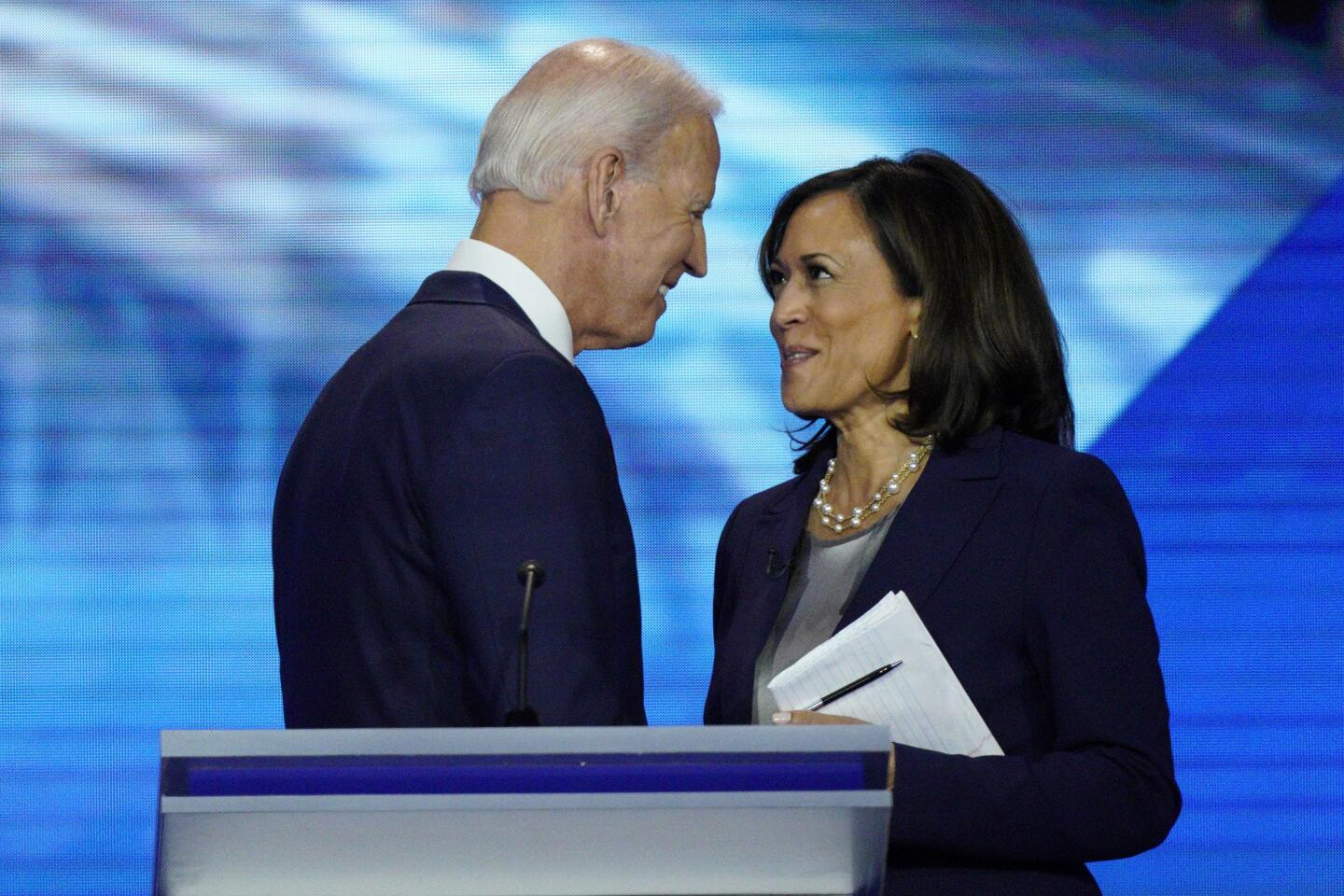 Kamala Harris and Joe Biden after a debate.